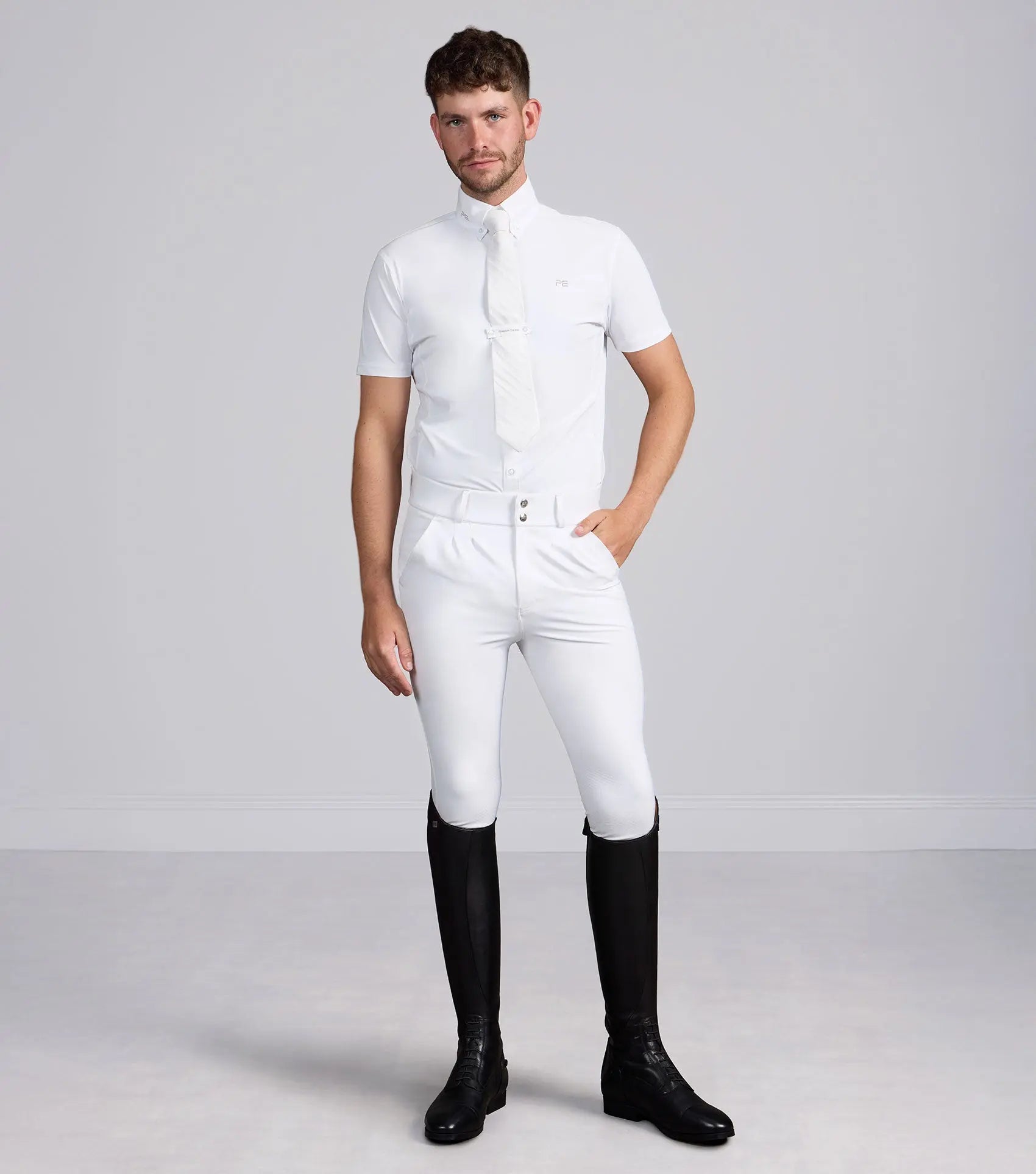 Ludis Men's Gel Knee Riding Breeches White by Premier Equine Int. Ltd. at  Try A Bit
