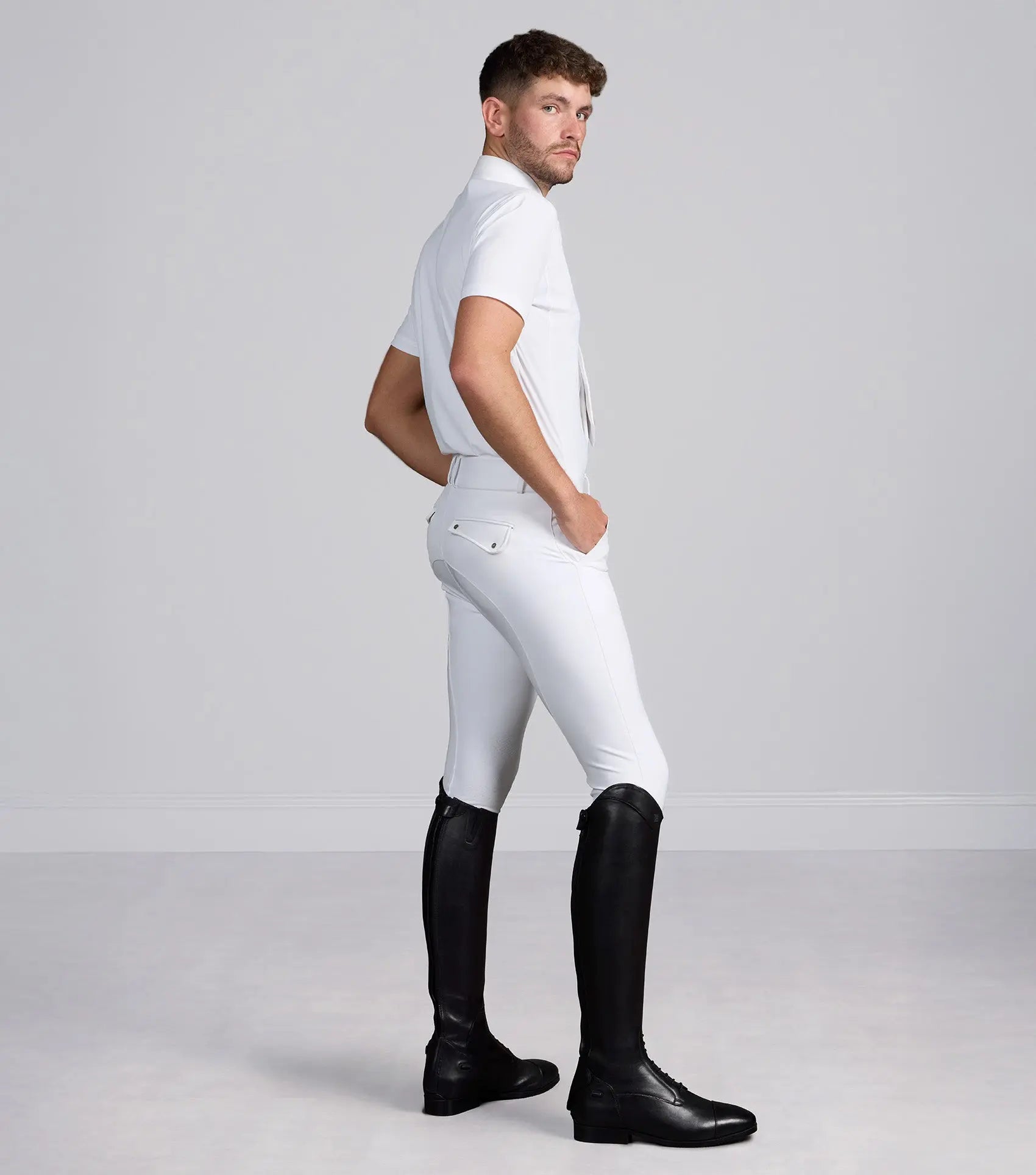 Ludis Men's Gel Knee Riding Breeches White by Premier Equine Int. Ltd. at  Try A Bit