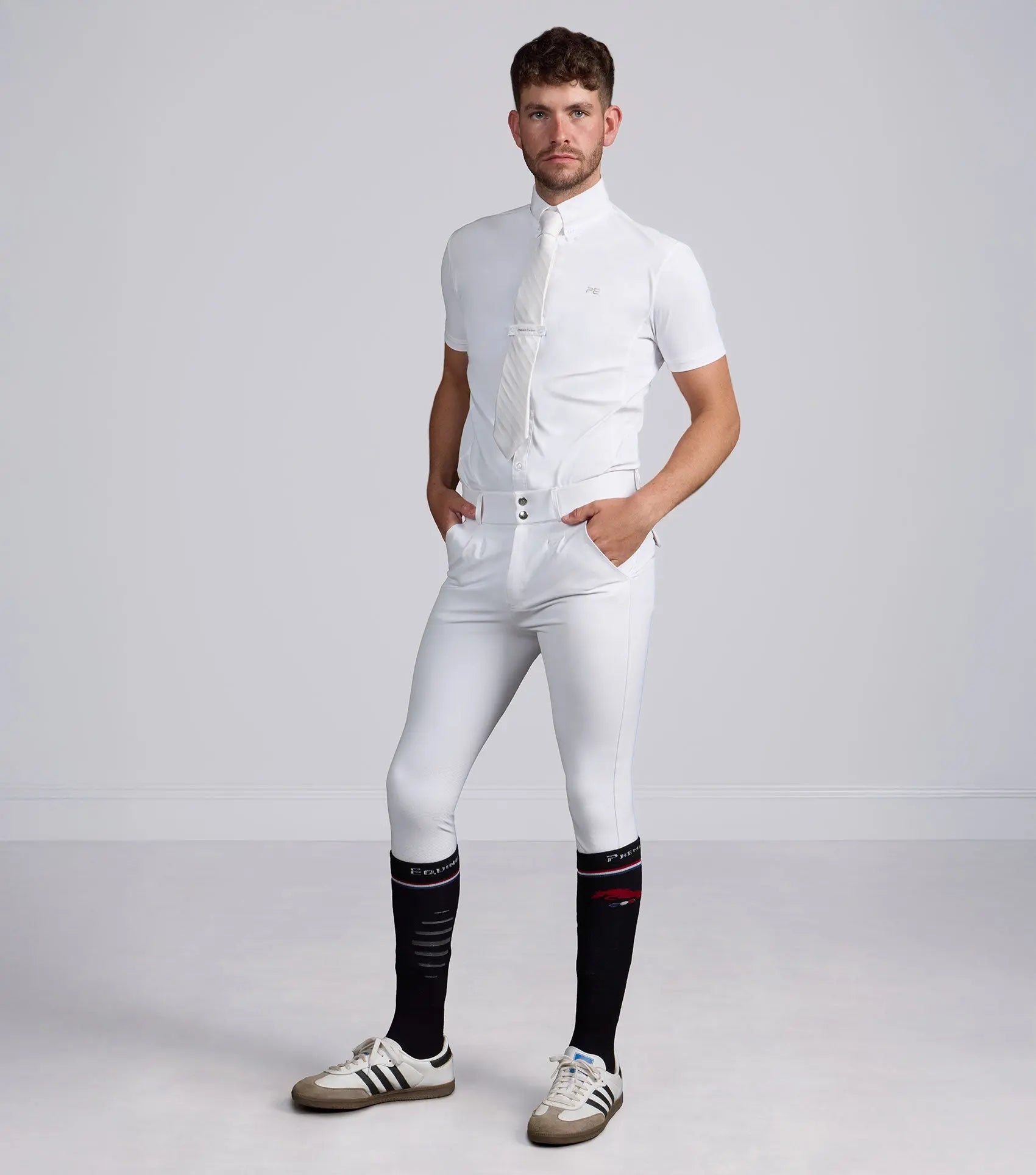 Ludis Men's Gel Knee Riding Breeches White by Premier Equine Int. Ltd. at  Try A Bit